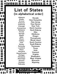 Unnatural the dictionary lists all entries in the alphabetical order. List Of States Free Printable List Of Us States