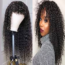 4.2 out of 5 stars. Curly Wave Wigs With Bangs Virgin Brazilian Water Wave Wigs None Lace Ninthavenue Europe