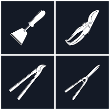 Kitchen tools and equipment drawing farmers. Set Of Farming Tools Garden And Landscaping Tools Icon Hand Hoe And Pruning Shear Icon Loppers And Garden Shears Agricultural Equipment Black And White Vector Illustration Ù…ÙˆÙ‚Ø¹ ØªØµÙ…ÙŠÙ…ÙŠ