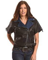 Tractr Women S Short Sleeve Leather Jacket In 2021 Short Sleeve Leather Jacket Jackets Leather Jacket