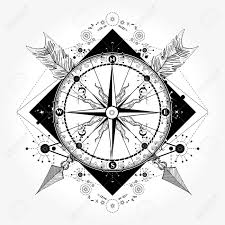 Broken compass tattoo with ribbon for men. Compass Tattoo And T Shirt Design Compass And Crossed Arrows Tattoo Art Symbol Of Tourism Adventure Travel Rose Compass T Shirt Design Tattoo For Travelers Climbers Hikers Royalty Free Cliparts Vectors And Stock Illustration