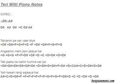 Teri Mitti Piano Notes Song Notes Piano Songs Piano