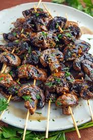 Balsamic Garlic Grilled Mushroom Skewers Recipe Marinated Mushrooms Pork Rib Recipes Grilled Mushrooms