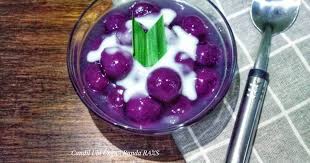 Ini resep pakai takaran sendok Resepi Bubur Candil Ubi Ungu