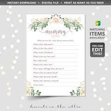 Editable Floral Mommy Quiz Game Hands In The Attic