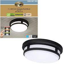 Find flush mount ceiling lights at wayfair. Hampton Bay 11 In 1 Light Round Black Led Indoor Outdoor Flush Mount Ceiling Light Porch 830 Lumens 3 Color Temp Changes Wet Rated 54471291 The Home Depot
