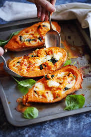 Patates Douces Farcies Au Fromage A Raclette Ermitage Jambon Et Epinard Chefnini Recette Patates Douces Farcies Recettes De Cuisine Recette Patate Douce