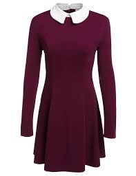 Zeagoo Womens Casual Long Sleeve Doll Collar Dress Peter Pan Collar Work Office Dress Re Doll Collar Dress Long Sleeve Collared Dress Peter Pan Collar Dress