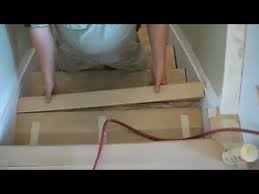 Solid hardwood treads and risers are often installed on site, built on top of the existing rough framing. How To Install Hardwood Stairs Treads Nosings And Risers With Stair Jig Mryoucandoityourself Youtube