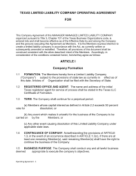 The law calls for series llc's to have and file a separate operating agreement for each baby llc with the articles of organization. Texas Llc Operating Agreement In Word And Pdf Formats