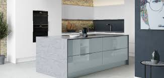 See more kitchen colour ideas. White Gloss Acrylic Atlantic Metallic Mereway Kitchens