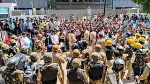 Chaos In Bhiwadi Rajasthan As Thousands Of Workers Protest, Police Step In  To Control Situation