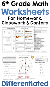 6th Grade Math Differentiated Worksheet Bundle For Math Centers And Homework In 2020 Math Worksheets Middle School Math Middle School Math Worksheets