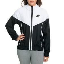 Black And White Sweatshirt Womens Nike Women S Nike Windrunner Jacket Black White In 2020 White Nike Sweatshirt Womens Windbreaker Windrunner Jacket