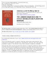 The 'unfinished business' of malaysia's decolonisation: Pdf The London Dawn Raid And Its Effect On Malaysian Plantation Workers