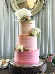 Pink Ombre Buttercream Iced Wedding Cake Decorated With Pretty Fresh Blooms Rosette Cake Wedding Wedding Cake Pictures Buttercream Wedding Cake