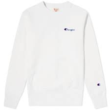 champion reverse weave rear script logo crewneck sweatshirt white s white cotton