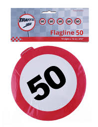 Damit kommen sie gut an! 50 Geburtstag Deko Girlande Und Ballons Verkehrsschild Raumdeko Party
