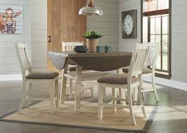 Round counter height dining table set. D647 13 124 5 Pc Bolanburg Antique White Finish Wood Round Drop Leaf Counter Height Dining