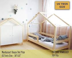 Montessori Bed Twin Bed Plan Toddler Bed House Bed Etsy In 2020 House Beds For Kids House Frame Bed Toddler Bed Frame