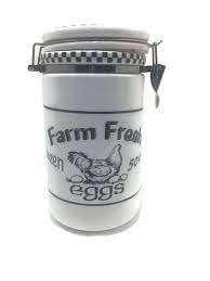 Black And White Ceramic Canisters Farm Fresh Ceramic Canister Black White Eggs Dozen Chicken Ceramic Canisters Ebay Black And White