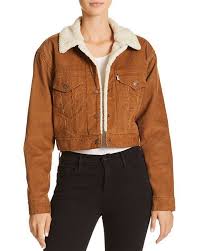 Levi S Corduroy Cropped Trucker Jacket 100 Exclusive Women Bloomingdale S Trucker Jacket Brown Jacket Outfit Corduroy Sherpa Jacket