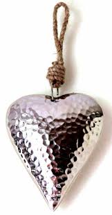 11 Cm X 3 X 9 Cm Herzhanger Metall Gehammert Silber Glanzend Gehammertes Silber Deko Herbst Dekoration