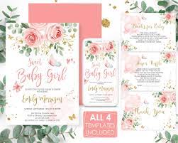 Sweet Baby Girl Baby Shower Invitation Instant Download 0094 Etsy In 2021 Baby Shower Invites For Girl Butterfly Baby Shower Theme Baby Shower Invitations