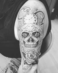 Sugar skull day of the dead tattoo sleeve. Sugar Skull Upper Arm Tattoo Novocom Top