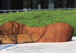 Banc Avec Un Dossier Original En Acier Corten Acier Corten Corten Jardin Moderne