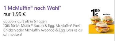 Melde dich an, um diesen inhalt zu abonnieren 0. Mcdonalds Fruhstuck Mcmuffin Bacon Egg Fresh Chicken Und Avacado Egg Je Nur 1 99 App