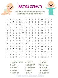 Words Search Baby Shower Fun Game Baby Shower Fun Baby Shower Games Shower Games