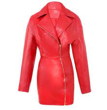 Naiya Red Faux Leather Jacket Dress Leather Jacket Dress Red Leather Pants Jacket Dress
