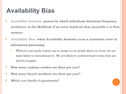 Availability bias increases when we hurry or experience a high cognitive load. Chapter 3 Critical Thinking