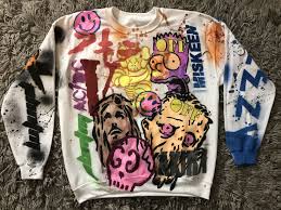 Kids See Ghosts Kanye West Kid Cudi Kanye Sweat Shirt Yeezus Kids See Ghosts Merch Album Vlone Bart Bape Smile Custom Clothes Modified Clothing Kanye West Kids