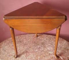 Vintage Statton Trutype Cloverleaf Wood 3 Legged Drop Leaf Corner End Table Antique Price Guide Details Pa Antique Safe End Tables Hummel Figurines Antiques