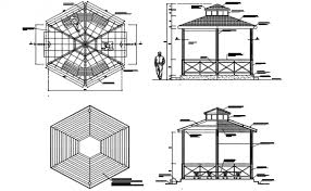 Gazebo Plan And Elevation Detail Dwg File Gazebo Plans Gazebo Carport Designs