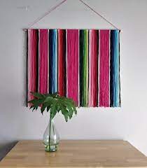 This Mexican Serape Yarn Wall Hanging Is Inspired By The Classic Mexican Serape Blankets Styled After The S Yarn Wall Hanging Mexican Decor Mexican Home Decor