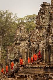 Monk Procession Bayon Temple Angkor Cambodia Angkor Wat Cambodia Angkor Cambodia Travel