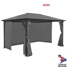 Heavy Duty Metal Gazebo Kit Large Patio Garden Pergola Bbq Shade Commercial 4x3m Ebay In 2021 Gazebo Metal Gazebo Kits Shade Tent