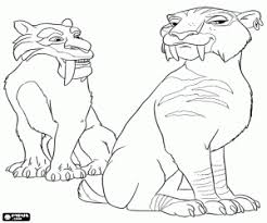 Diente de tigre con dientes de sable. Los Tigres Diego Y Shira Para Colorear Pintar E Imprimir