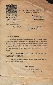 Careers media centre adviser centre our annual results Defence Bond Certificate Letter June 1953 Escrick Heritage