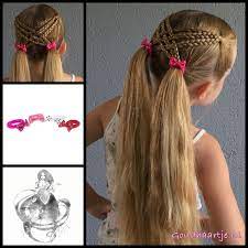 Cute Hairstyle With Little Bows From The Webshop Www Goudhaartje Nl Worldwide Shipping Hairstyle Inspir Hair Styles Girl Hairstyles Little Girl Hairstyles