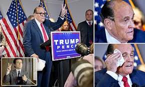 Did you see rudy giuliani's hair dye running down his face? Rudy Giuliani Gives Voting Fraud Evidence At Odd Press Conference Daily Mail Online