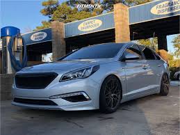 A unique interior package with a blue interior. 2016 Hyundai Sonata Se With 18x8 5 F1r F103 And Achilles 235x40 On Coilovers 859055 Fitment Industries