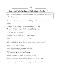 Quotation Marks Worksheets Adding Quotations Quotation Marks Worksheet Punctuation Worksheets Quotations Quotation Marks