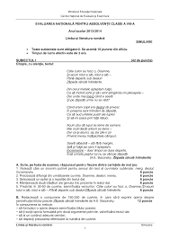 Demonstratia apartenentei unui text literar la genul liric 1.date sumare despre autor si opera 5. Http Cnprsv Ro Documente 2014 Februarie En Limba Romana 2014 Var Simulare Pdf