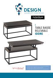 table basse relevable idoine mdf laque mat et ceramique pietement acier laque 90xh42 60x45 cm choix de la matiere et de adjustable chair coffee table table