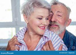 Old Man Hard Hugging Her Young Wife with Blonde Hairstyle and Red Lipstick  Stock Image - Image of lips, generation: 162316437