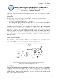 To increase accuracy of any control system error detector should be present in control system. Pdf Study Of Ac Servo Motor Open Loop And Closed Loop Speed Control Using Dc Voltage Rahman Md Mahfozur Academia Edu